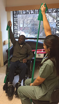 A Rekai Centres resident and staff member exercising